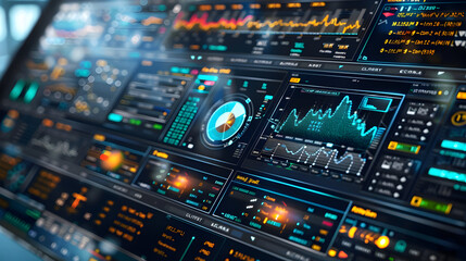 Futuristic Technology Interface with Data Visualization - 3D Illustration