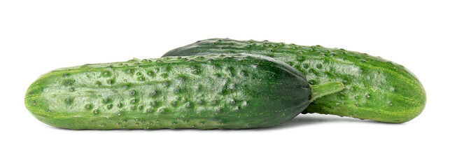 Two fresh green cucumbers isolated on white