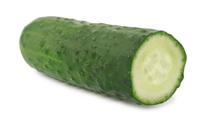 Piece of fresh cucumber isolated on white