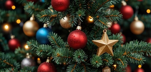 Christmas Tree with Decorations And Stars