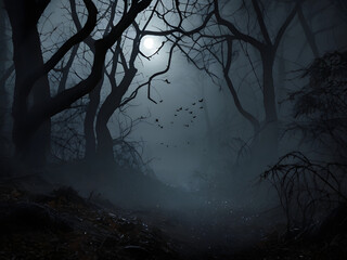 scary halloween background,spooky halloween night,night in the forest,misty morning in the forest,spooky halloween background with moon,fog in the forest
