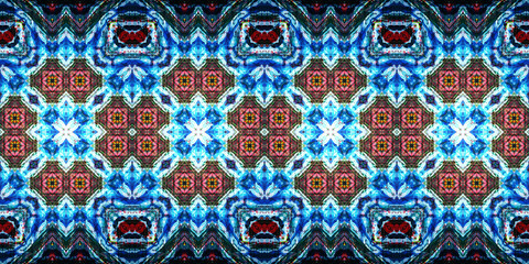 Seamless art drawing patterns kaleidoscope. Acrylic paint is drawn