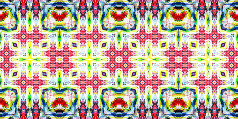 Seamless art drawing patterns kaleidoscope. Acrylic paint is drawn