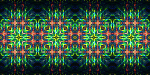 Fototapeta premium Seamless art drawing patterns kaleidoscope. Acrylic paint is drawn