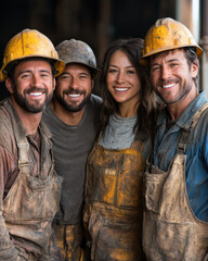 Fototapeta premium Heavy duty workers group portrait