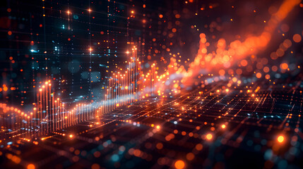 Abstract 3D Background with Glowing Lines and Bokeh Lights