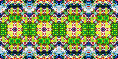 Seamless art drawing patterns kaleidoscope. Acrylic paint is drawn