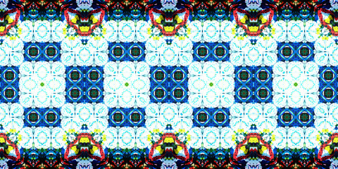 Seamless art drawing patterns kaleidoscope. Acrylic paint is drawn