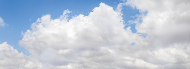 Panoramic  view of extraordinary beauty of the clouds in blue summer sky over the northern Israel