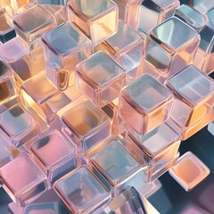 70. "A visually captivating 3D geometric design with interlocking, translucent shapes and