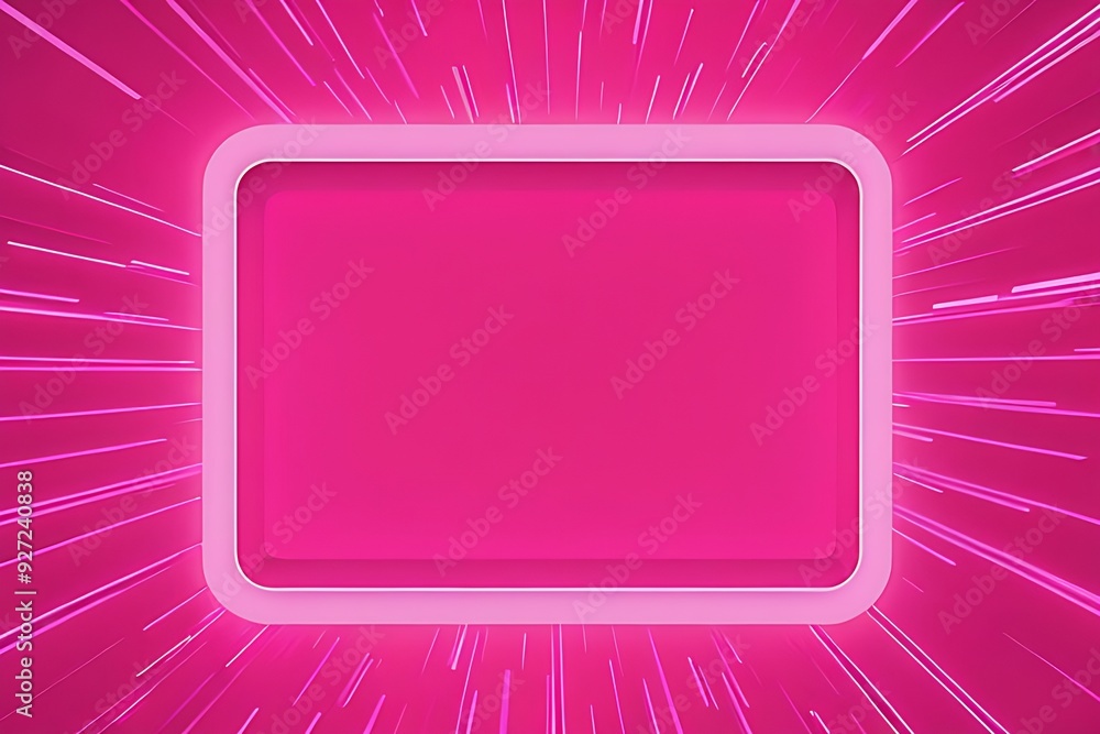 Poster a pink background with a white neon square in the middle. the square is empty and has no content