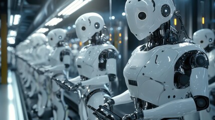 Fototapeta premium Advanced Robotics on Production Line in Modern Tech Factory