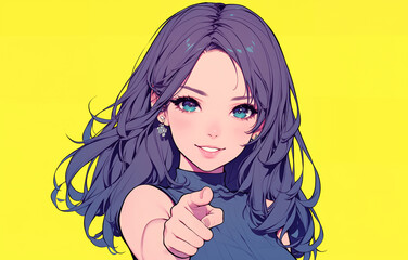 指差しする女子生徒　AI生成画像