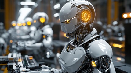 Fototapeta premium Precision Robotics in Advanced Device Assembly Process