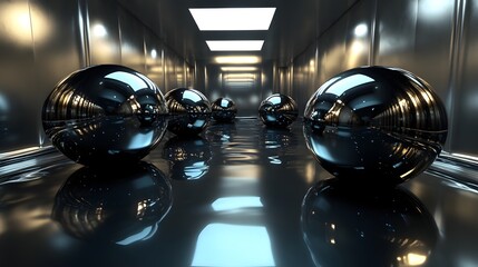 62. "A sleek 3D background featuring floating, reflective shapes and smooth, ambient lighting