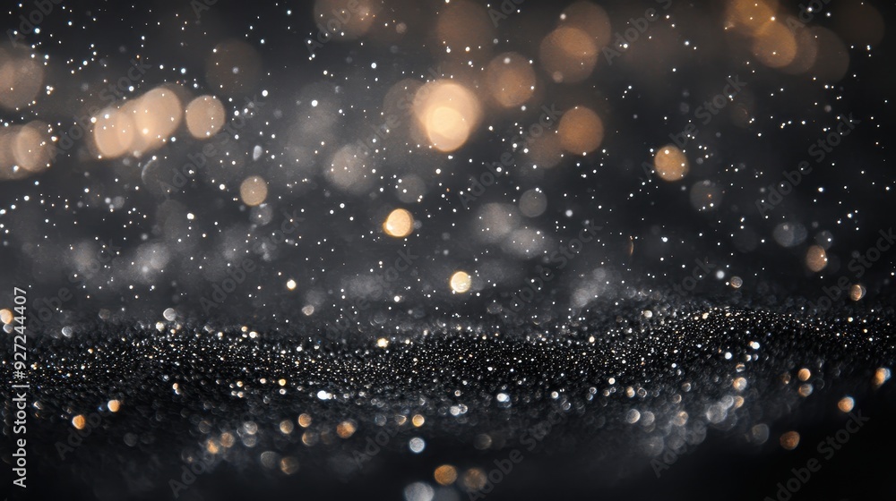Poster a shimmering background with soft bokeh lights and sparkling particles.