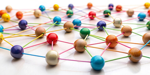 Colorful Balls Connected by Sticks, Network Concept.