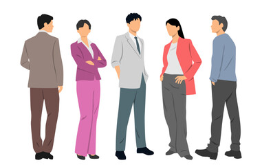 Obraz premium Set of young men and women , different colors, cartoon character, group of silhouettes of standing business people, students, design concept of flat icon, isolated on white background
