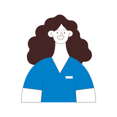 Female Medical Specialist. Black and White Modern Flat Vector Concept Illustration.