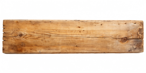 Rough wooden plank out on white background.AI GENERATED