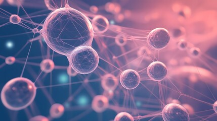 58. "A sophisticated 3D geometric design featuring a network of smooth, interconnected spheres and subtle color shifts