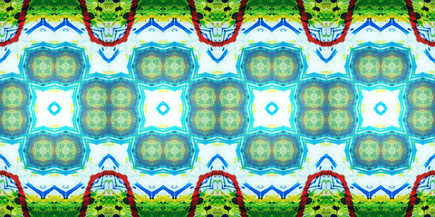 Seamless art drawing patterns kaleidoscope. Acrylic paint is drawn