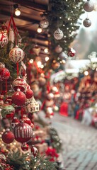 Fototapeta premium Festive Christmas Craft Fair with Handmade Ornaments, Holiday Decorations, and Gifts