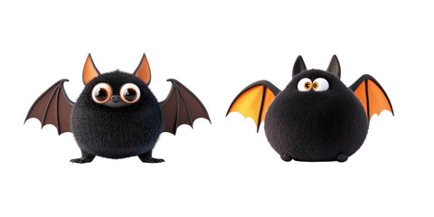 Fototapeta premium A blob-shaped bat with a friendly expression, showcasing a soft and squishy Halloween character on a pure white background