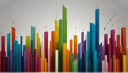 Colorful Abstract Business growth graph Background. Generative AI
