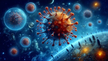 Obraz premium Visual Representation of Monkeypox Virus (Herpes Zoster) Infection