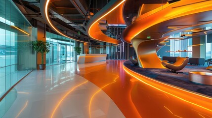 Lava floor lights up futuristic tech hub