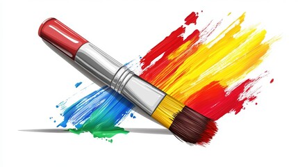 Obraz premium Artist paint tube and brush vector design illustration isolated on white background