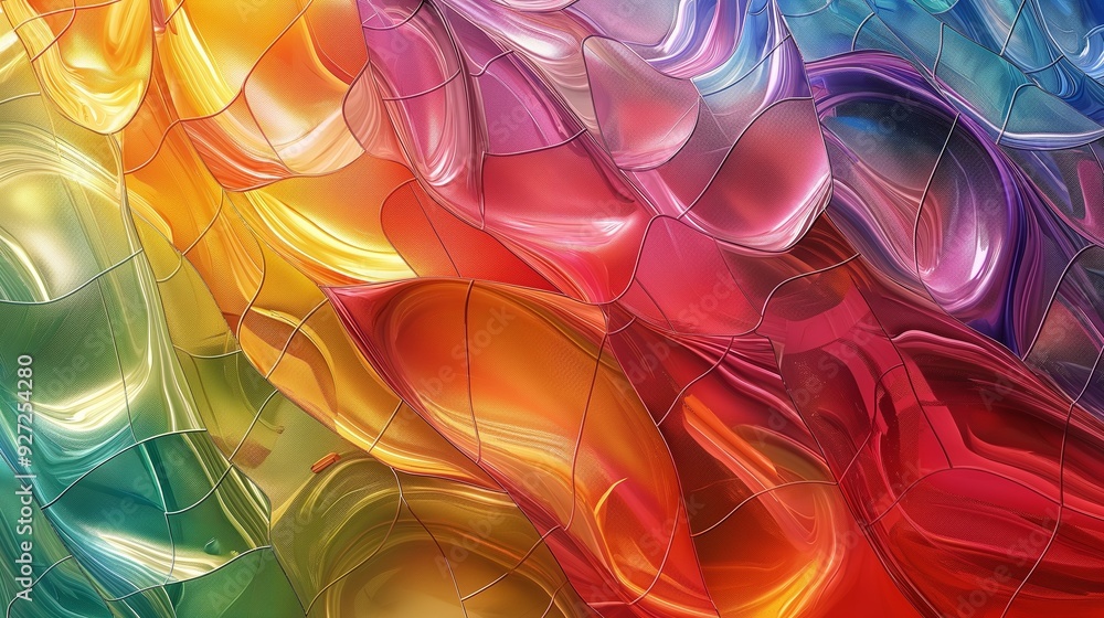 Canvas Prints a vibrant mosaic of swirling colors blending into each other with a glass-like texture, creating an 