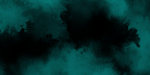 abstract cloud and vapor texture background. Black and teal  smoke aquarelle smudge illustration smooth grungy smokey light pastel colors ink glow. Teal color powder explosion .	
