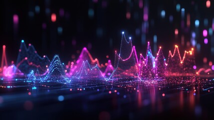 Fototapeta premium A dynamic 3D line graph with a distinct distribution pattern, featuring data points plotted on an axis grid.
