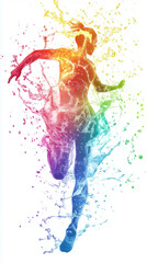 Obraz premium person exercising, with colorful bursts of water exploding around them