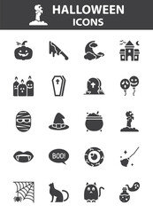 set of halloween icons, scary, spooky