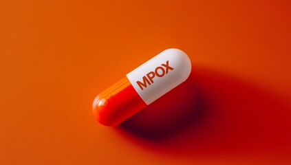 Pill with "MPOX" Text Next to Medical Face Mask