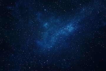 Fototapeta premium Starry Night Sky with Distant Nebulae and Twinkling Stars Against a Deep Blue Background, Digital Illustration with High Resolution, Depth of Field, and Cinematic Lighting