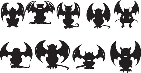Obraz premium Devil Silhouette Artistic Elements in Black