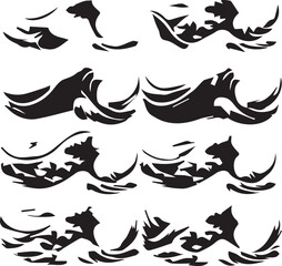 Fototapeta premium Wave Versatile Black Silhouette Vector Series