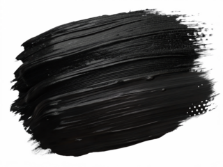 horizontal drawing black paint texture isolated on transparent background 