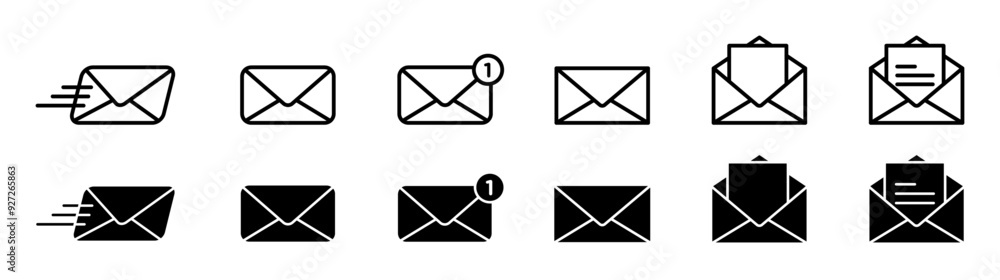 Aufkleber email icon. send mail icon. open and closed envelop vector symbol. inbox button. receive email notif