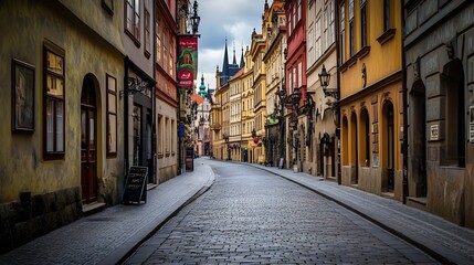 Fototapeta premium Charming Medieval Architecture and Historic Streetscape in Prague Czech Republic