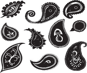 Paisley Modern Black Silhouette Design Elements