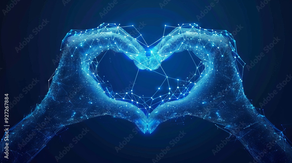 Aufkleber digital heart shape hands illustration. abstract digital illustration of two hands forming a heart s