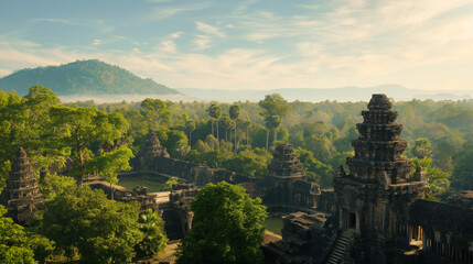 Ancient temples in the jungle of Southeast Asia, archaeological site temple ruins, Beautiful travel wallpaper