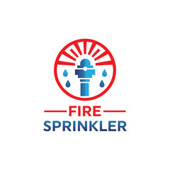 water sprinkler logo design, fire sprinkler, fire extinguisher, fire protection logo vector, sprinkler icon illustration