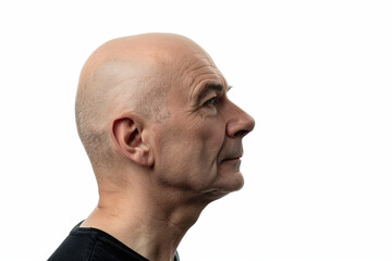 Fototapeta premium Portrait of mature man with bald head, cancer therapy