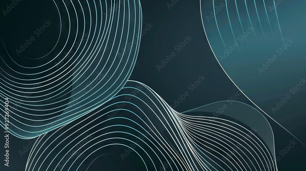 Poster abstract pattern with curved lines. dark blue background with abstract white lines in a swirling des